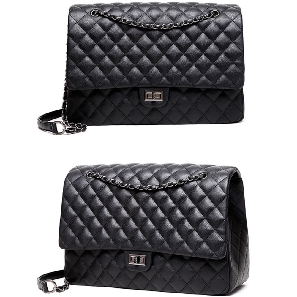 COPY - Leather black Quilt Chain Shoulder crossbo…